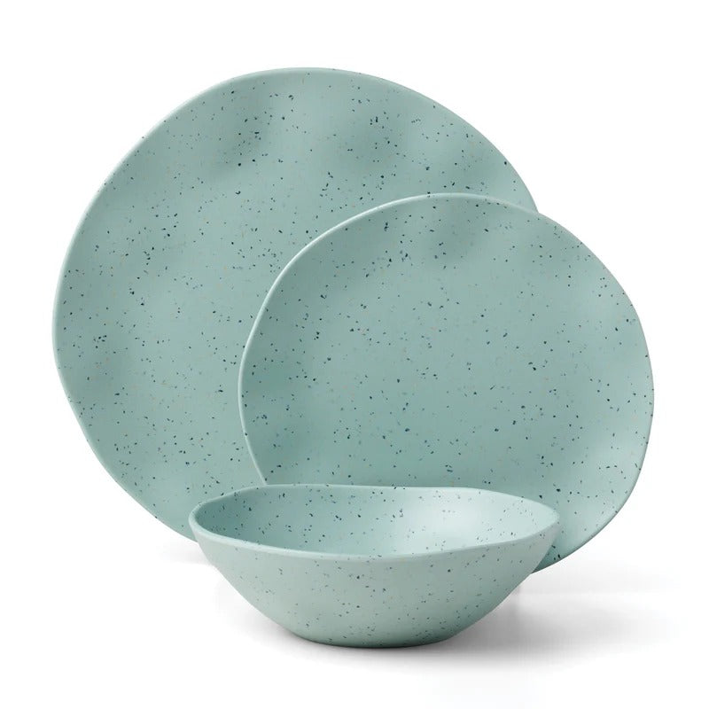 Terrazzo Melamine Mint 12-Piece Dinnerware Set