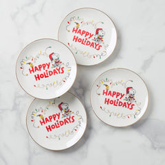 Snoopy Christmas Accent Plates, Set Of 4