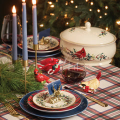 Holiday Red Tartan Accent Plates, Set Of 4