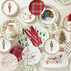 Holiday Red Tartan Accent Plates, Set Of 4