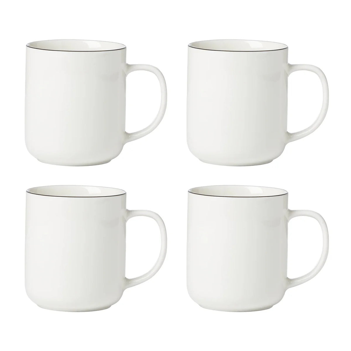 24 Seven Black Rim Mugs, Set of 4