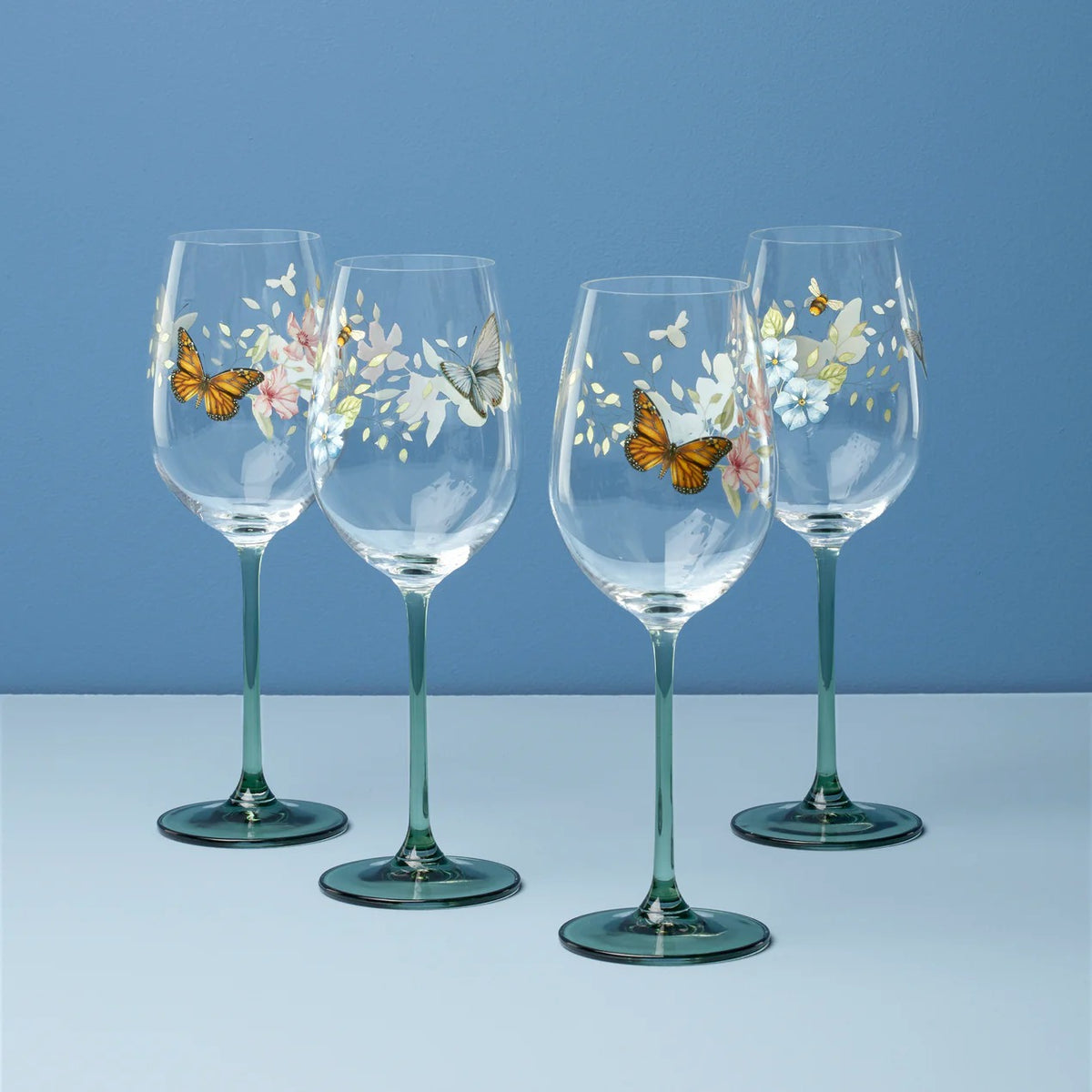 Butterfly Meadow Wine Glasses, Set Of 4