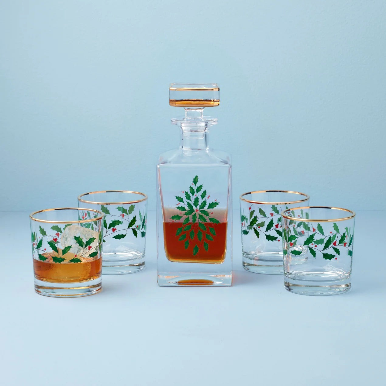Holiday Decal Whiskey 5 Piece Set