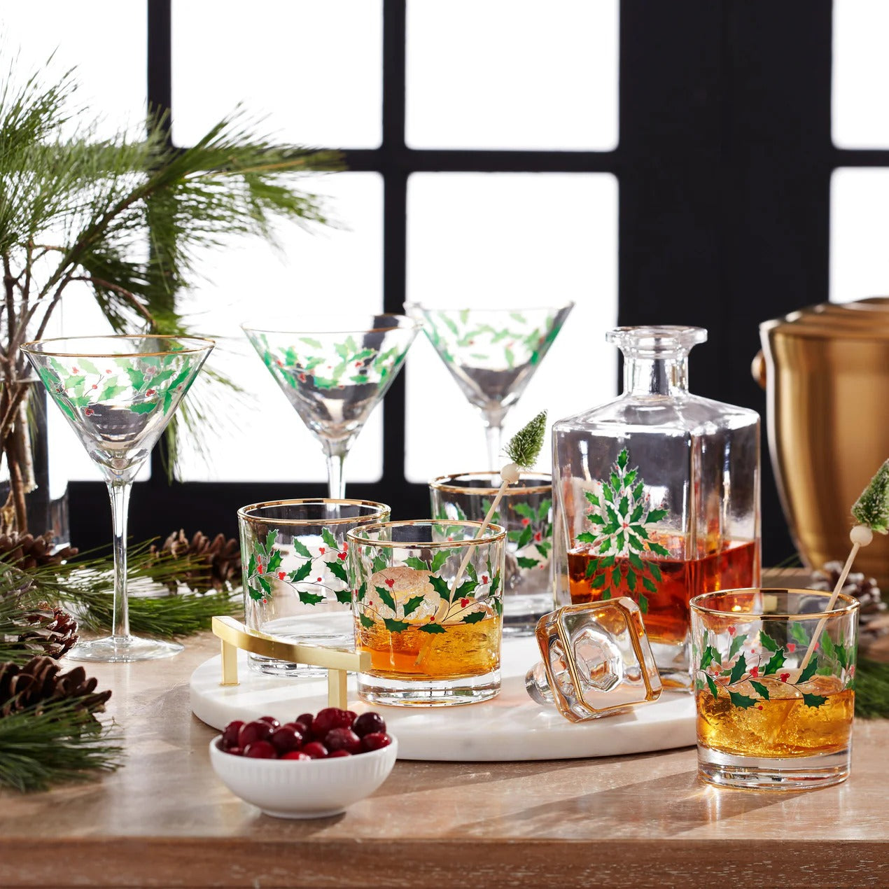 Holiday Decal Whiskey 5 Piece Set