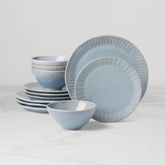 Artisanal Stripe Blue 12 Piece Dinnerware Set