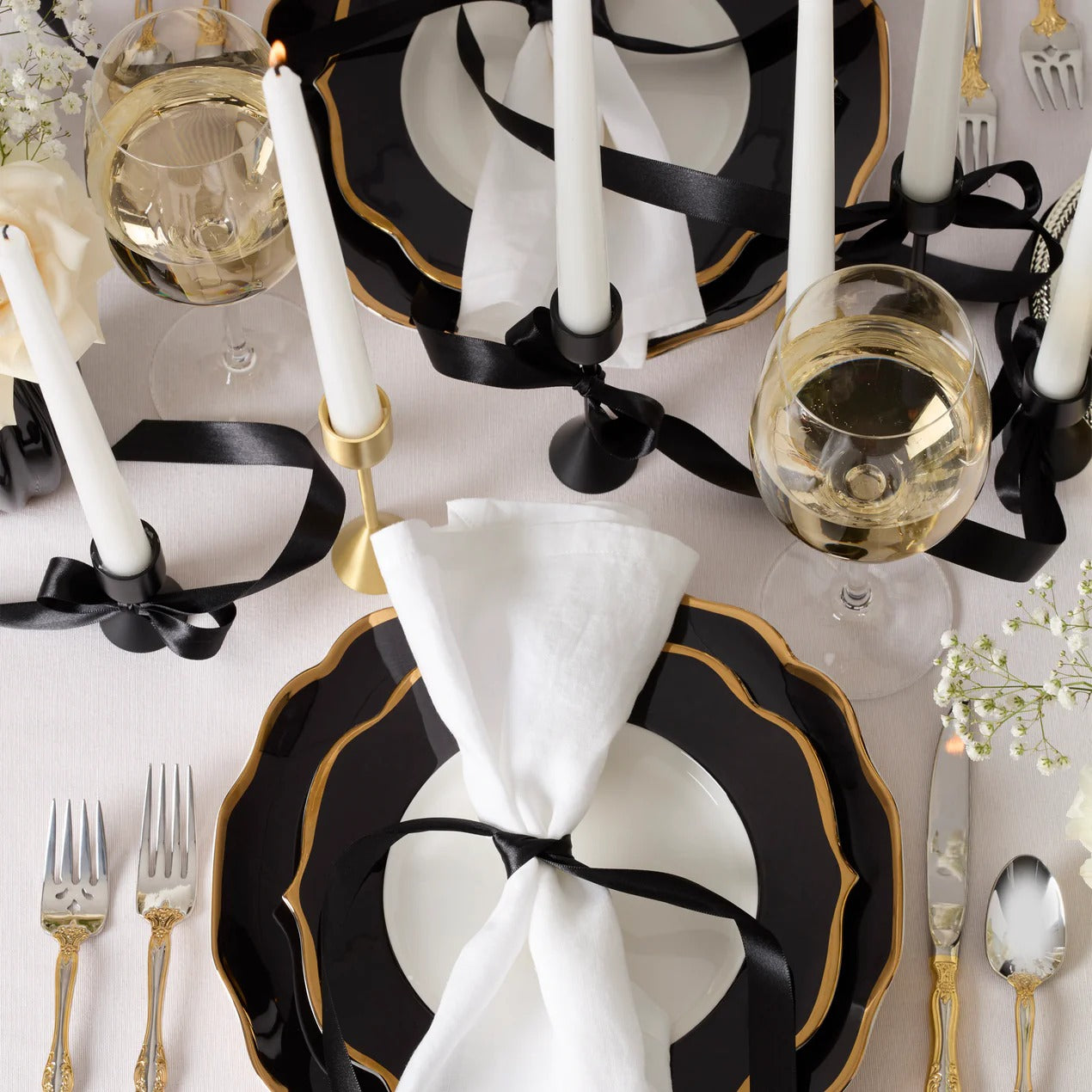 Contempo Luxe Black Dinner Plates, Set Of 4