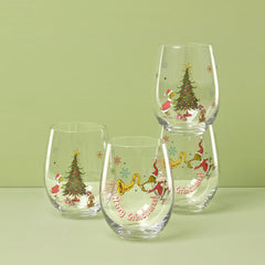 Merry Grinchmas Glass Tumblers, Set Of 4, Assorted