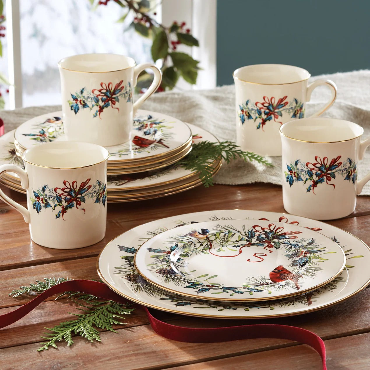 Winter Greeting Dw Dinner Plates, Set4