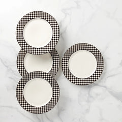 Gingham Black Dinner Plates, Set Of 4
