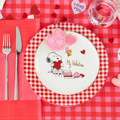 Gingham Red Dinner Plates, Set Of 4