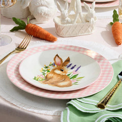 Gingham Pink Dinner Plates, Set of 4