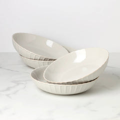 French Perle Scallop Dinner Bowls, Set Of 4
