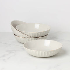 French Perle Scallop Pasta Bowls, Set Of 4