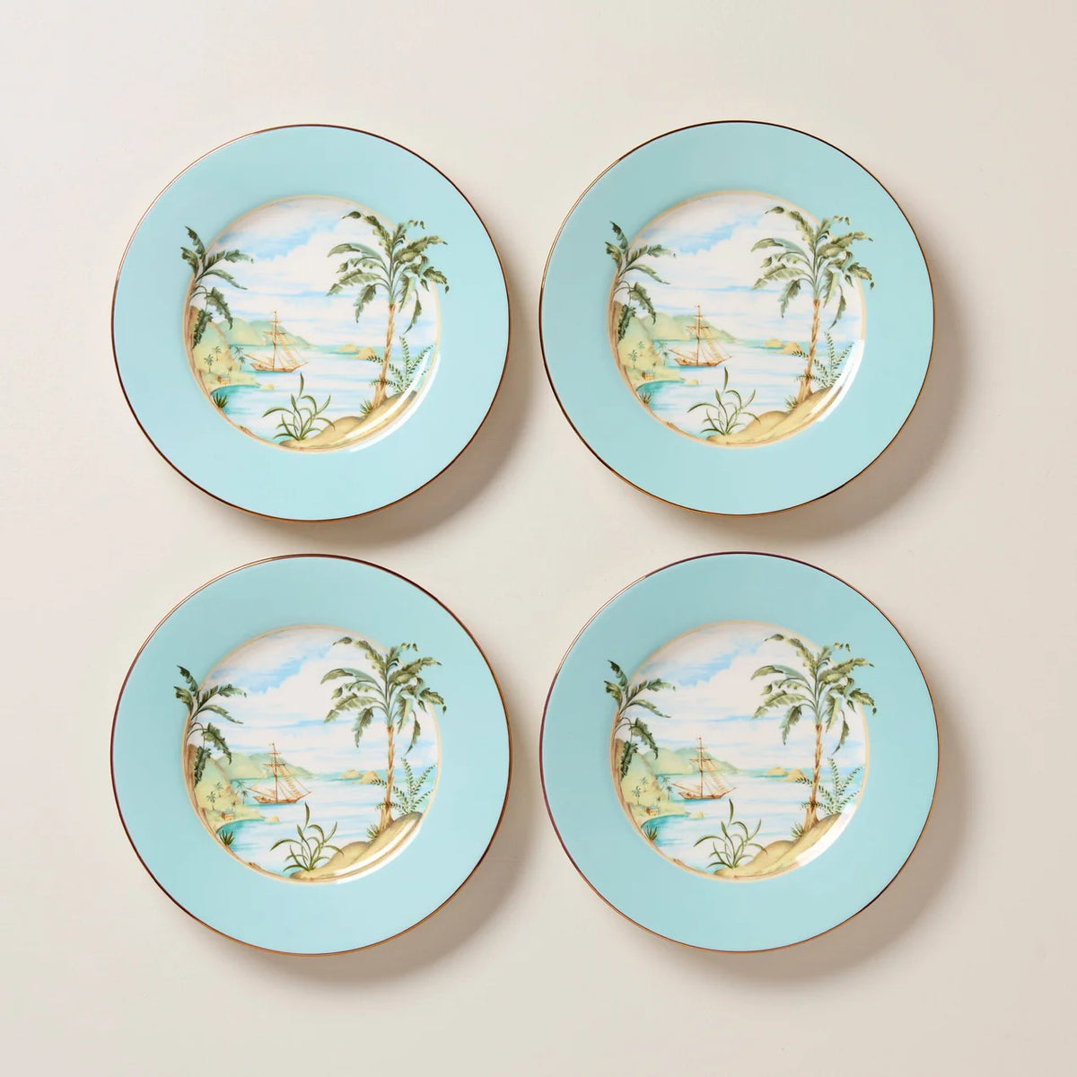 British Colonial Tradewind Accent Plates, Set Of 4