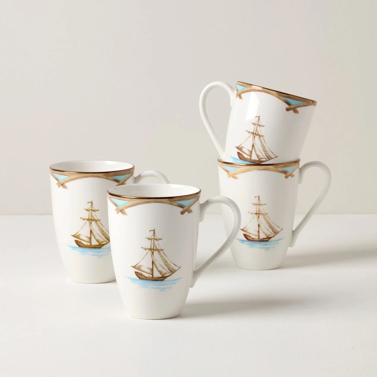 British Colonial Tradewind Mugs, Set Of 4