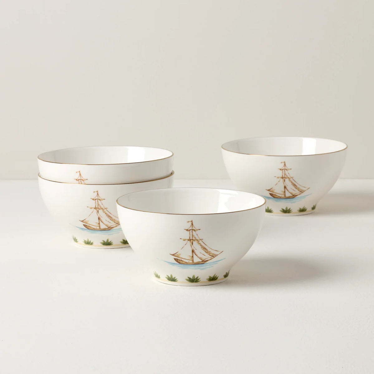 British Colonial Tradewind Rice Bowls, Set Of 4