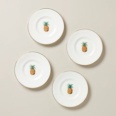British Colonial Bamboo Dessert Plates, Set Of 4