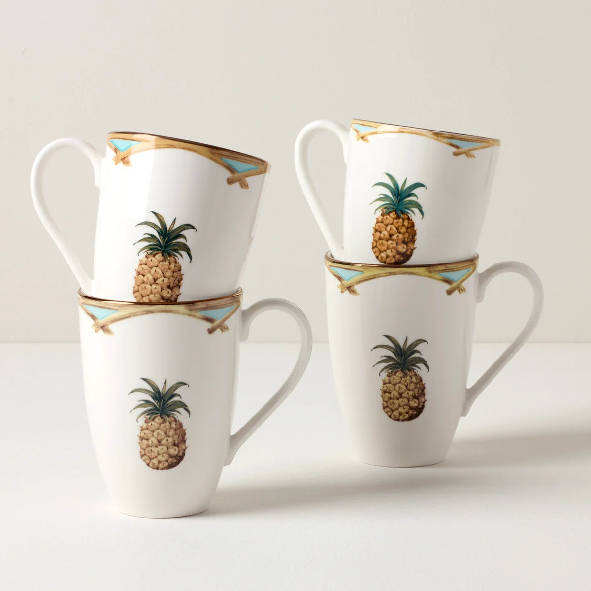 British Colonial Bamboo Mugs, Set Of 4