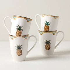 British Colonial Bamboo Mugs, Set Of 4