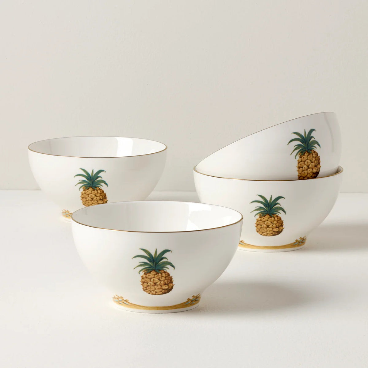 British Colonial Bamboo Rice Bowls, Set Of 4