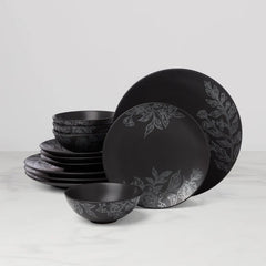 Roseto Charcoal 12-Piece Dinnerware Set