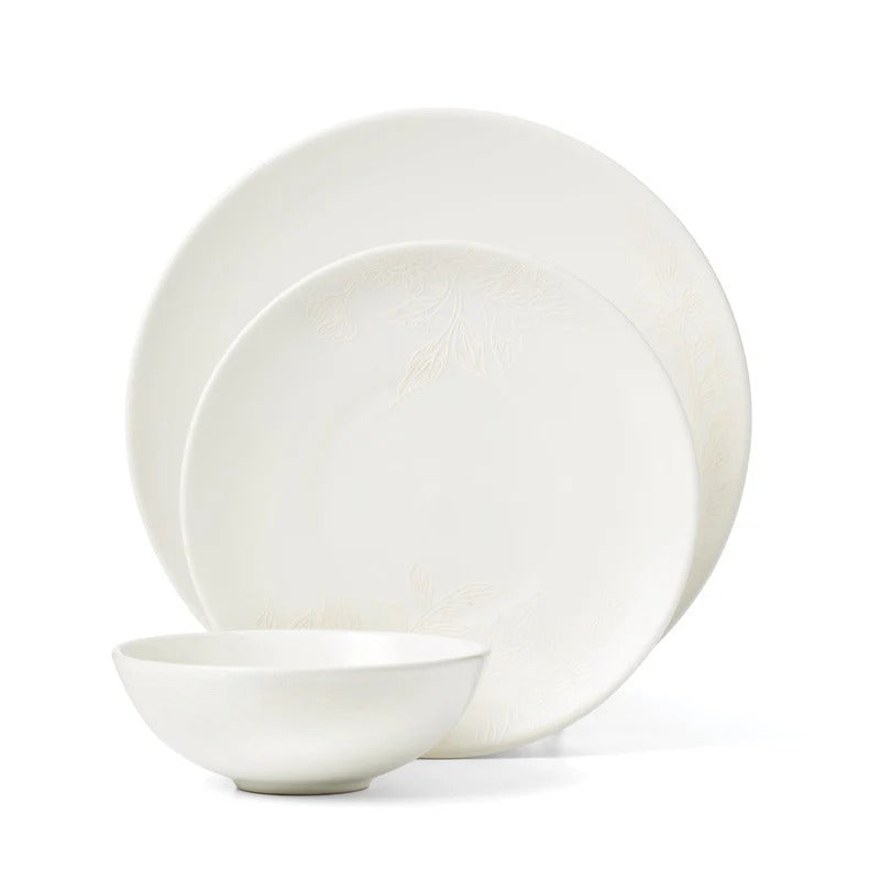 Roseto White 12-Piece Dinnerware Set