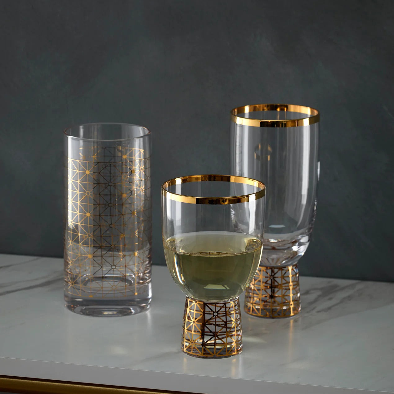 Tuscany Classics Gold Dust Highballs, Set Of 4