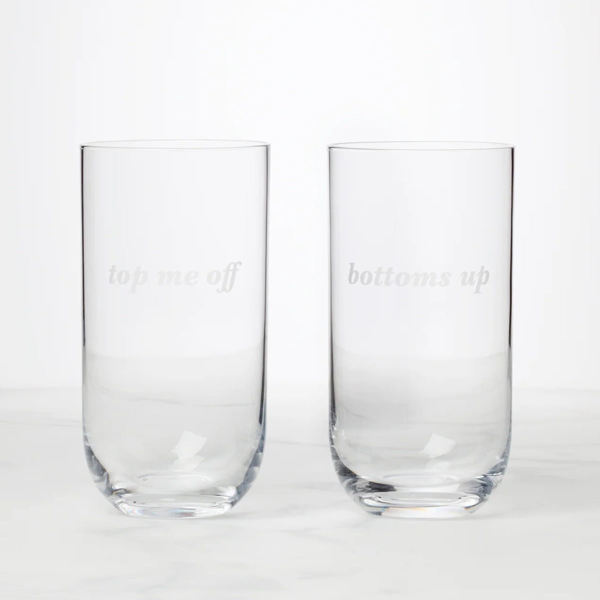 Bottoms Up & Top Me Off, Hiball Glasses, Set of 2