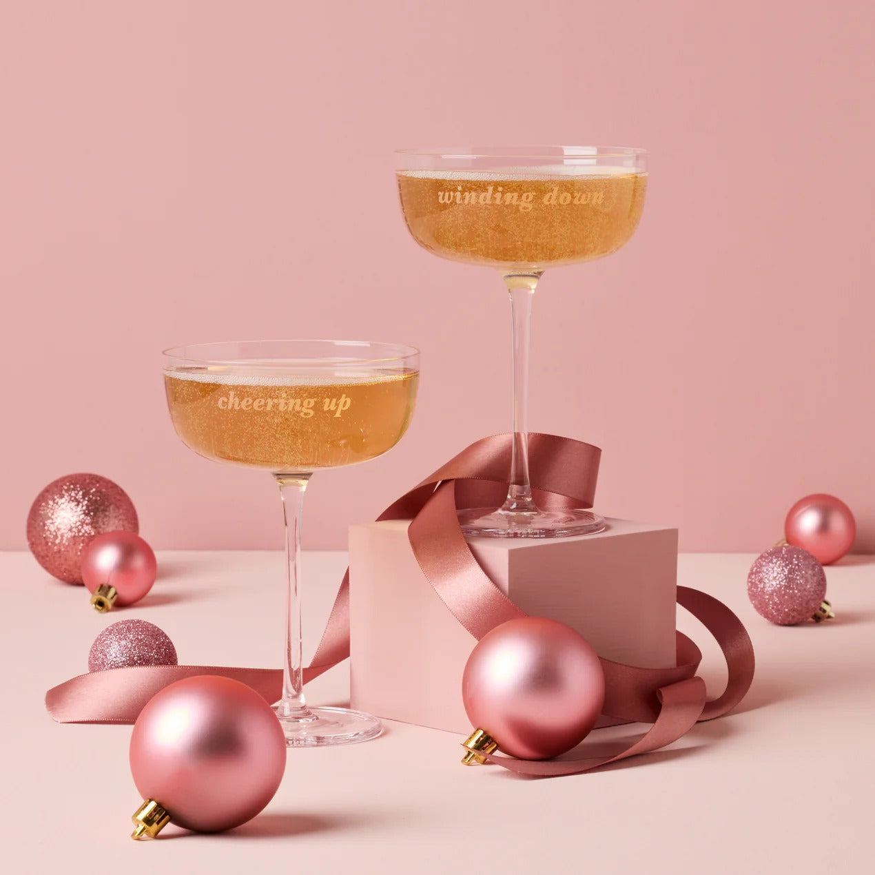Winding Down & Cheering Up, Coupe Glasses, Set of 2