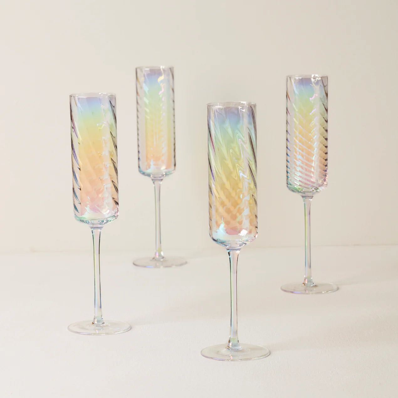 Tuscany Classics Iridescent Flutes, Set Of 4