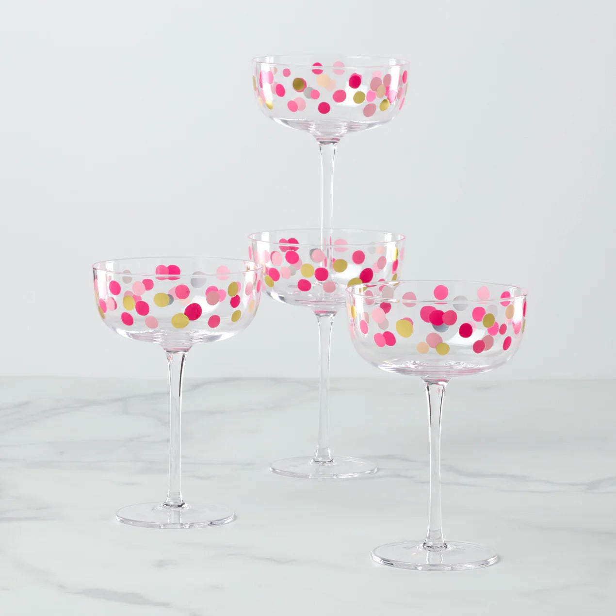 It's Raining Confetti Coupe Glasses, Set of 4