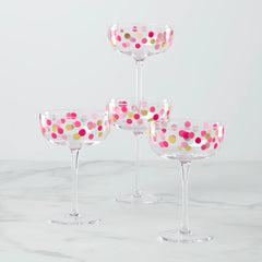 It's Raining Confetti Coupe Glasses, Set of 4