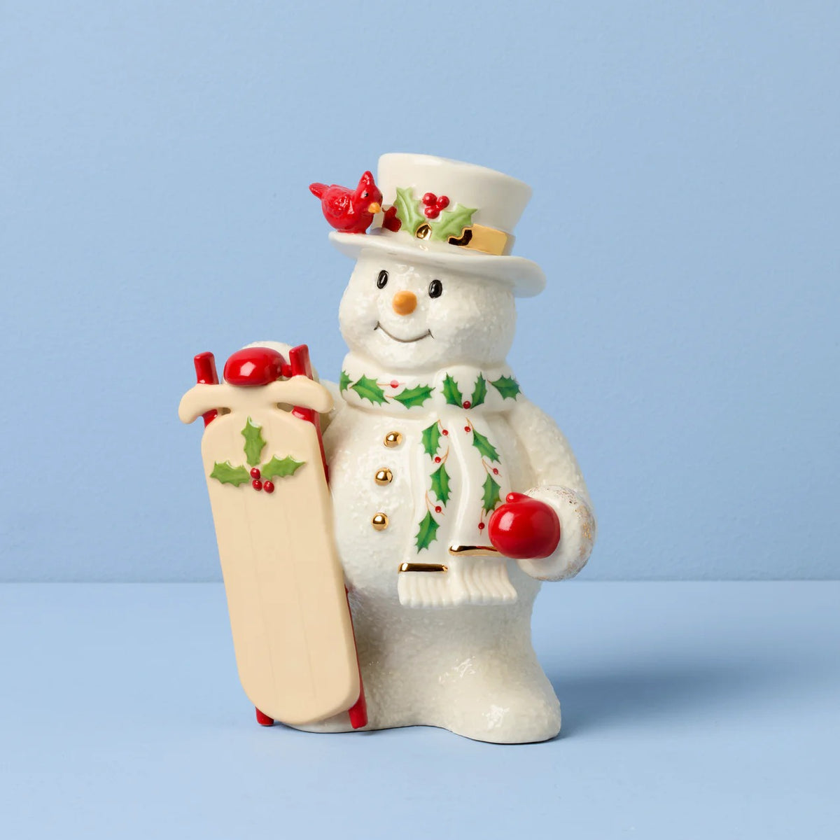 2025 Snowman With Sled Figurine