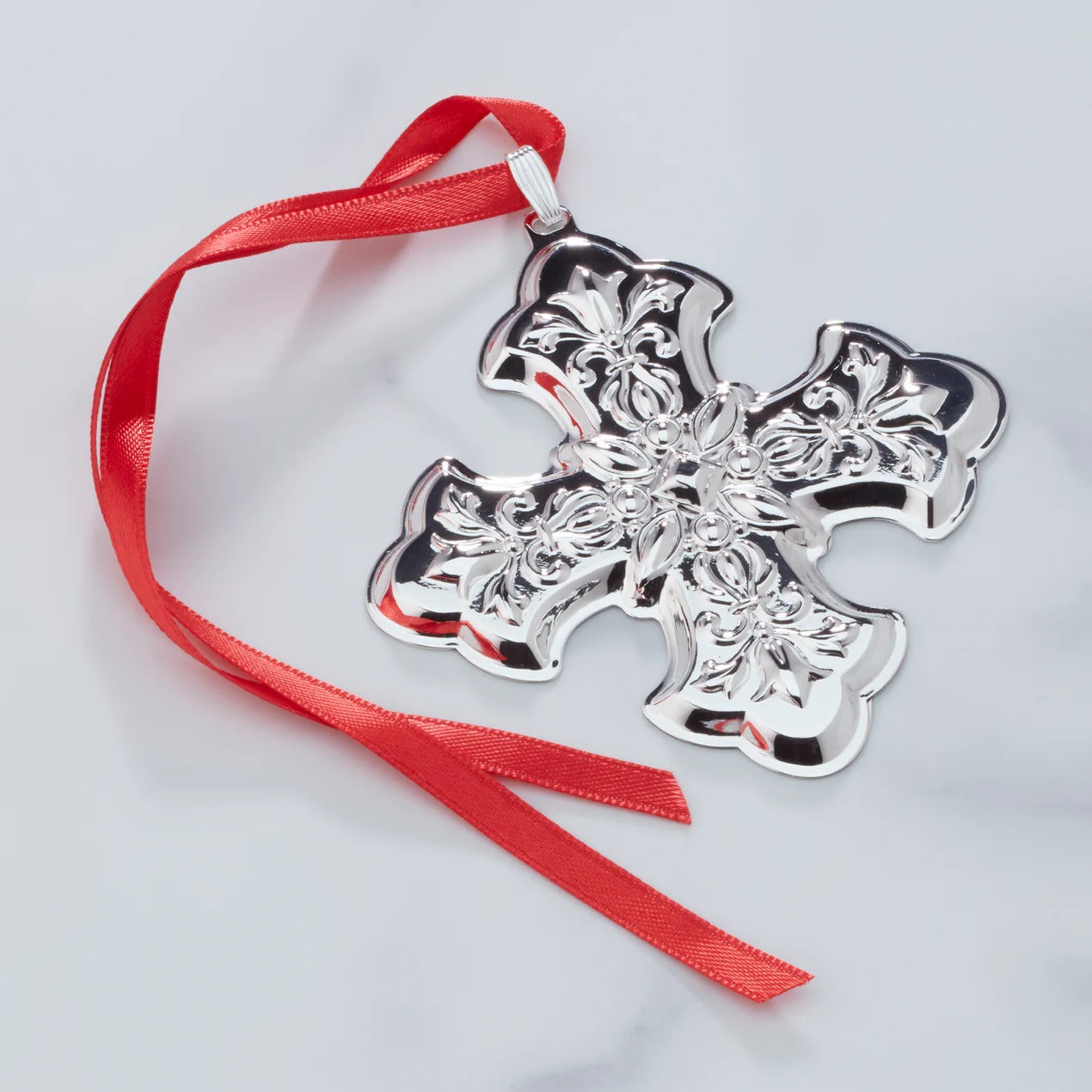 2025 Annual Christmas Cross Sterling Silver Ornament, 55th Edition