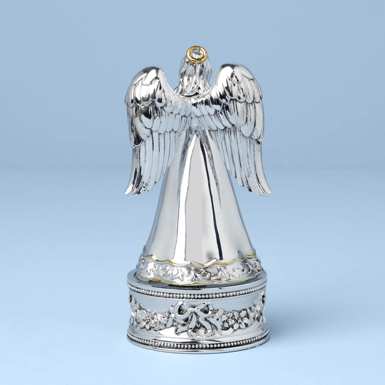 Vintage Christmas Musical Angel Silverplate Figurine, Silent Night