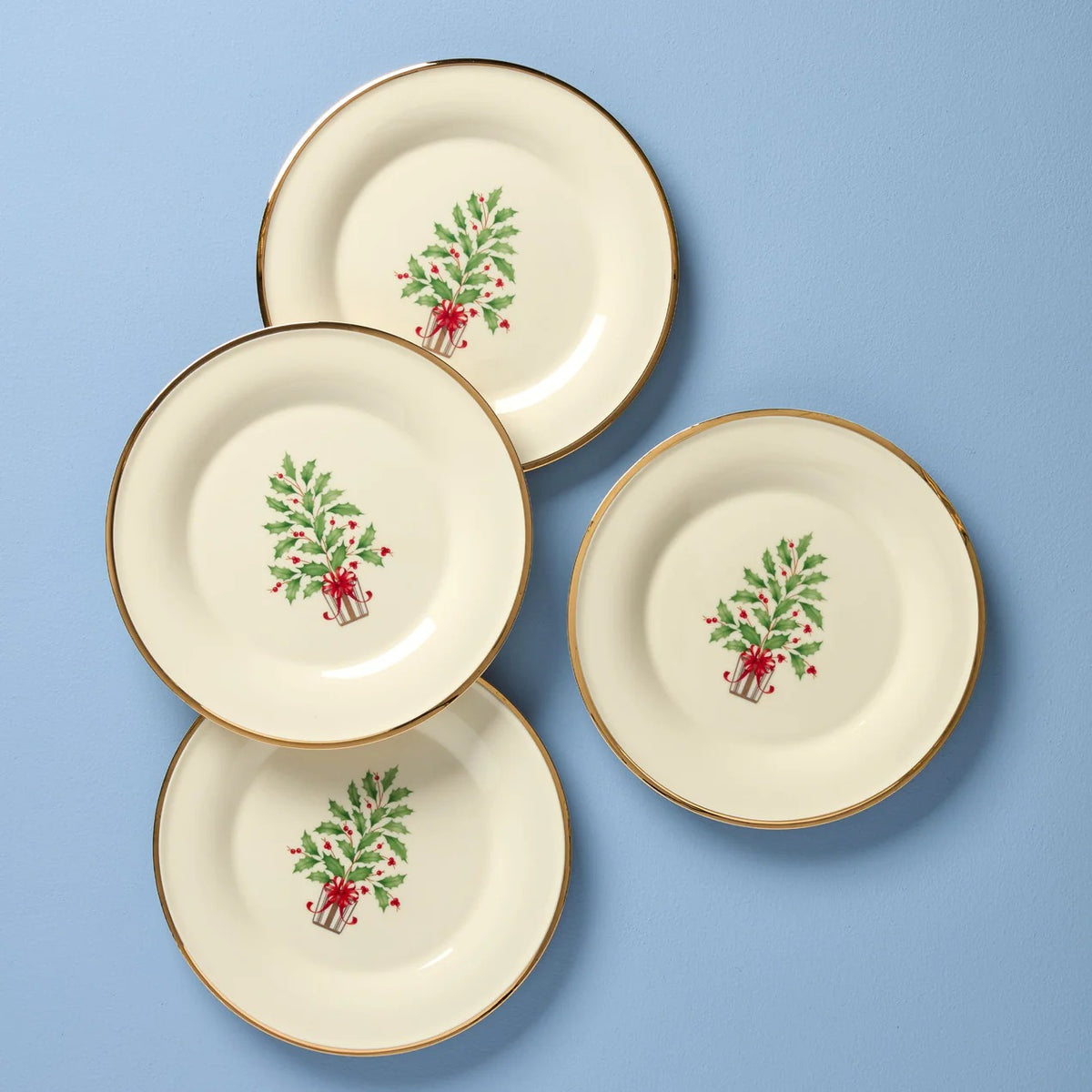 Holiday Tree Accent Plates; Set Of 4
