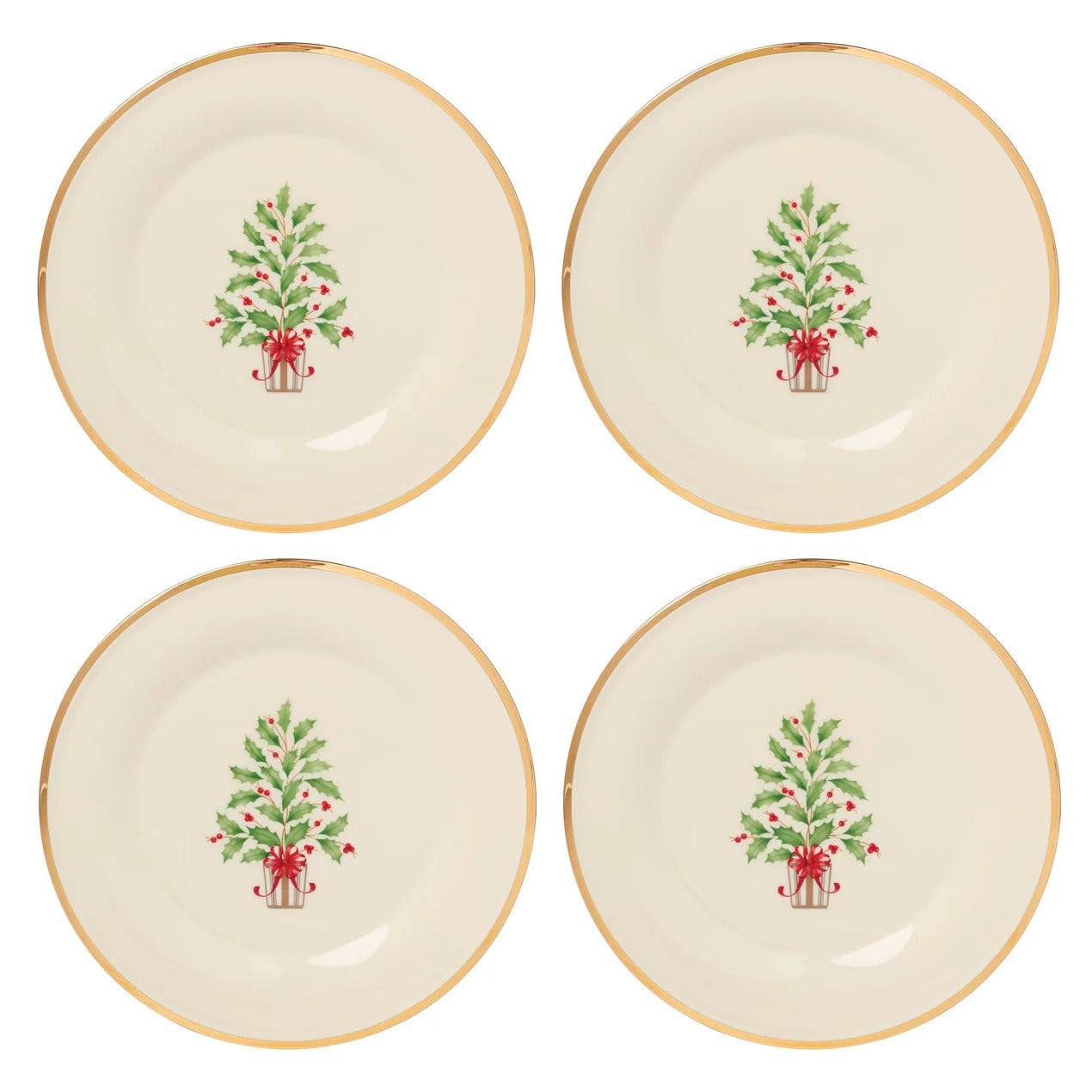 Holiday Tree Accent Plates; Set Of 4