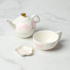 Spring Pansies Tea For One with Tea Bag Holder