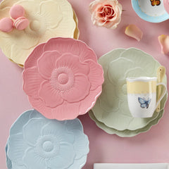 Butterfly Meadow Floral Set Of 4 Accent Plates - Pink
