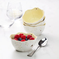 Butterfly Meadow Floral Set Of 4 Dessert Bowls - Yellow