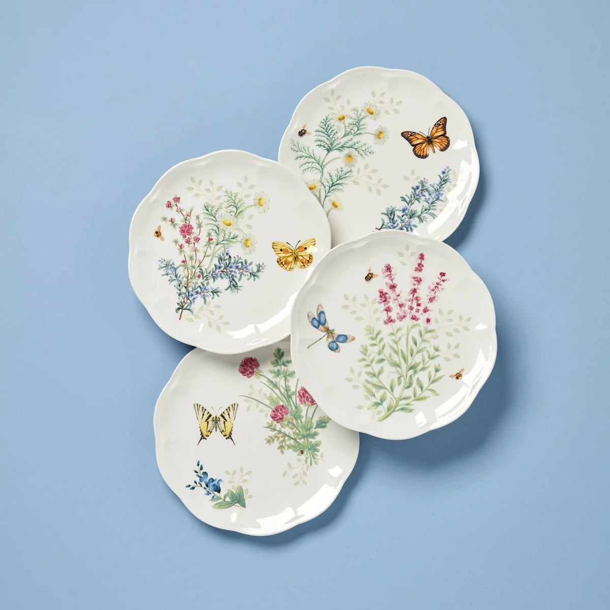 Butterfly Meadow Herbs Accent Plates, Set Of 4