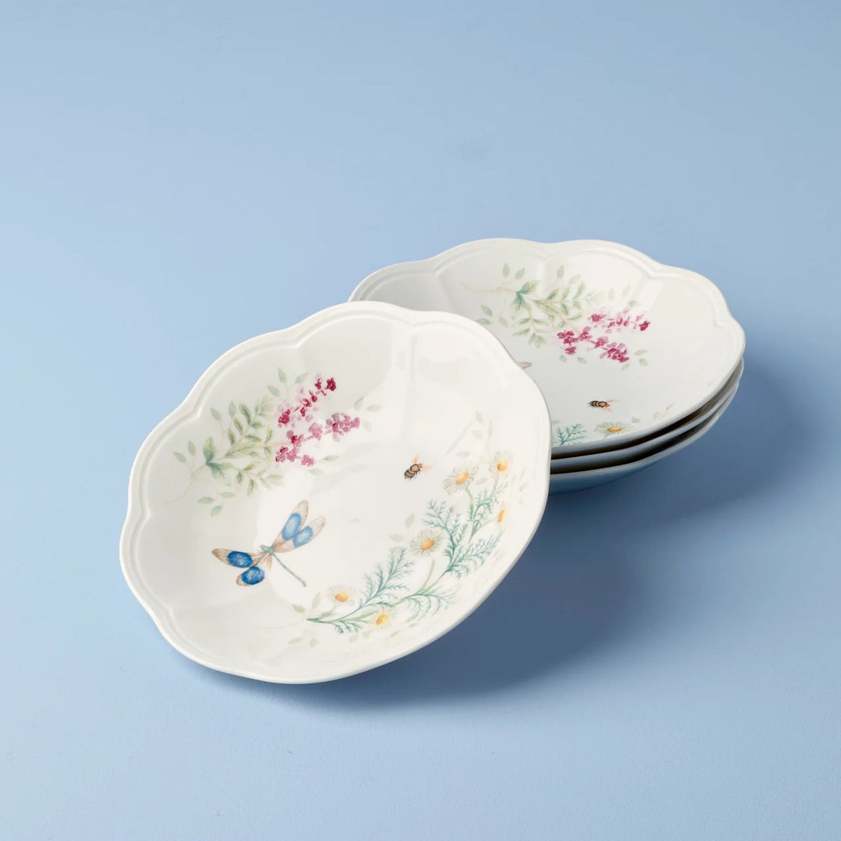 Butterfly Meadow Herbs Pasta Bowls, Set Of 4