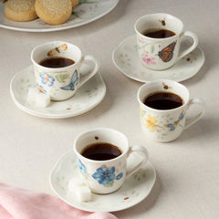 Butterfly Meadow Espresso Cup & Saucer, Set Of 4