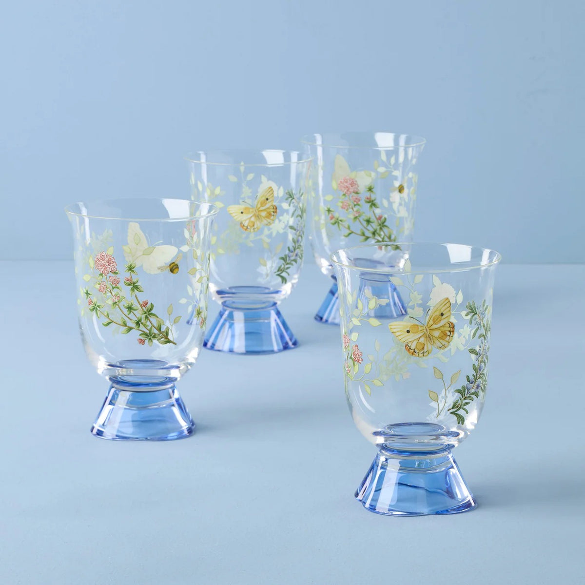 Butterfly Meadow Herbs Short Tumblers, Set Of 4