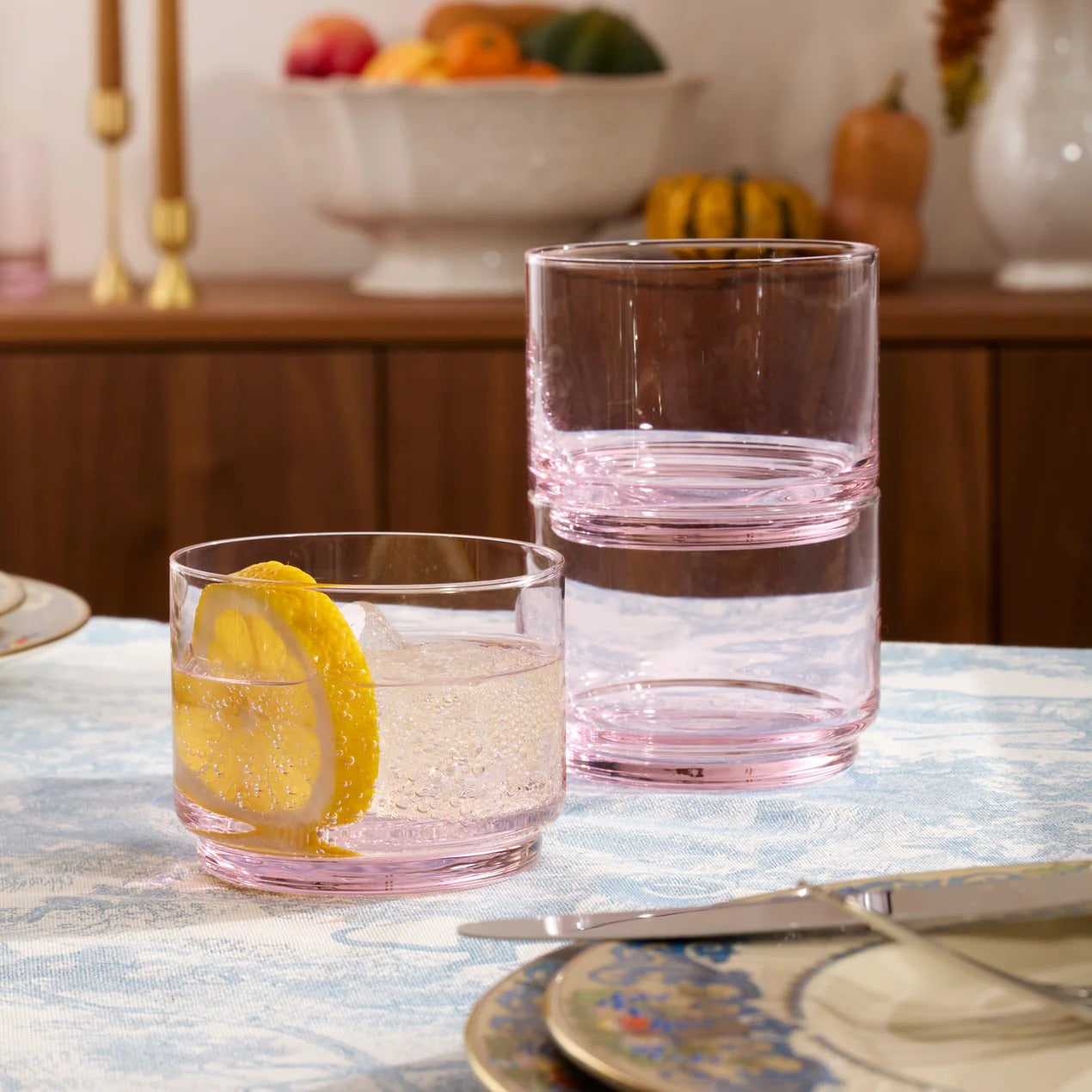 Tuscany Classics Stackable Short Glasses, Set Of 4, Blush