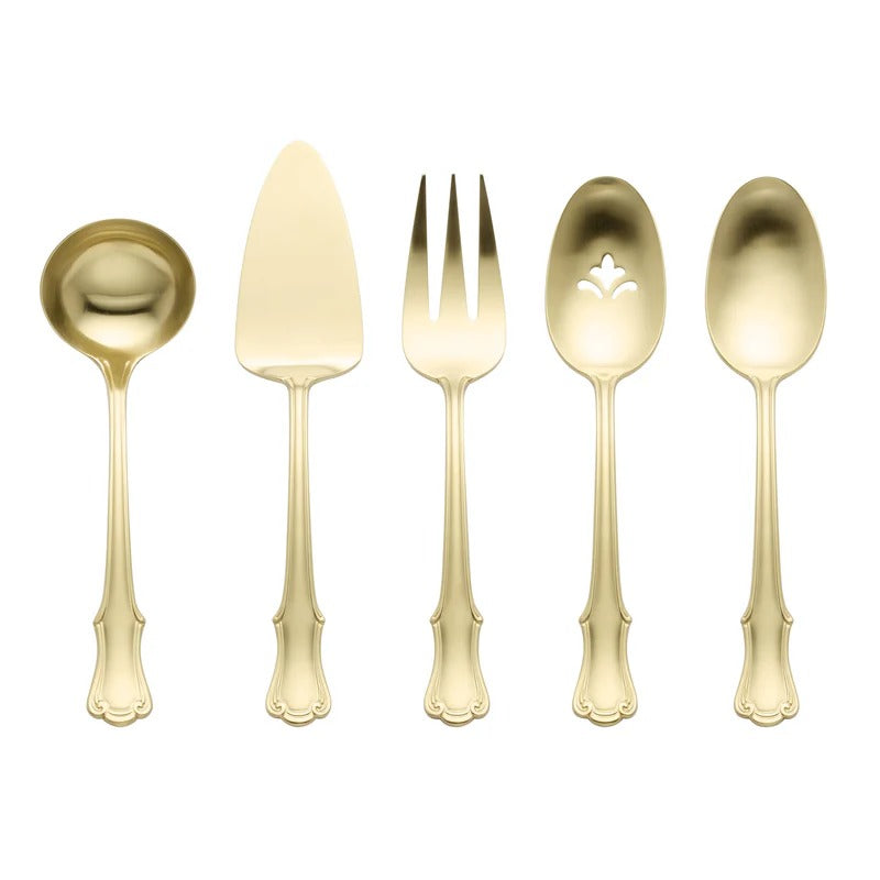James Street Champagne Satin 5-Piece Hostess Set