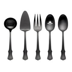 James Street Black Satin 5-Piece Hostess Set