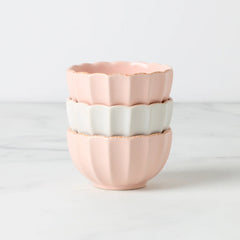 French Perle Scallop Mini Bowls, Set Of 3