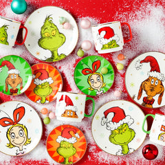 Merry Grinchmas Tidbit Plates, Set4 Asst