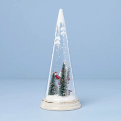 Glass Lit Santa With Lantern Scene